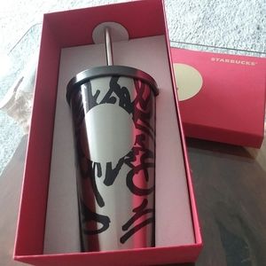 NIB Starbucks Dot Series Black Graffiti Tumbler